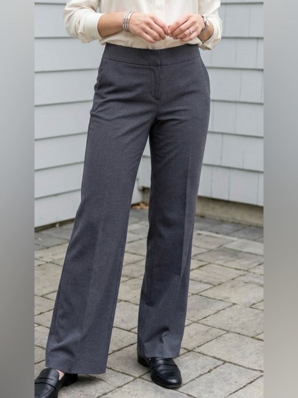 Nordstrom Caslon Charcoal Grey Wide Leg Dress Pants Trousers Size. 2
